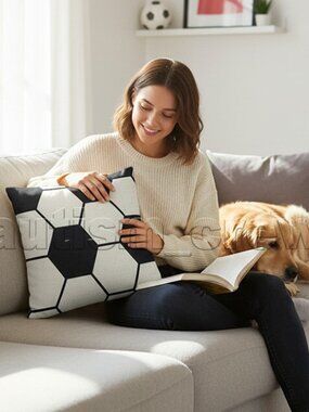 2/$12 💥🆕 Soccer Ball Sofa/Couch/Bed Black Accent Pillow Zip Cover | 1331